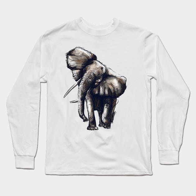 African Elephant Long Sleeve T-Shirt by JuicyCreations